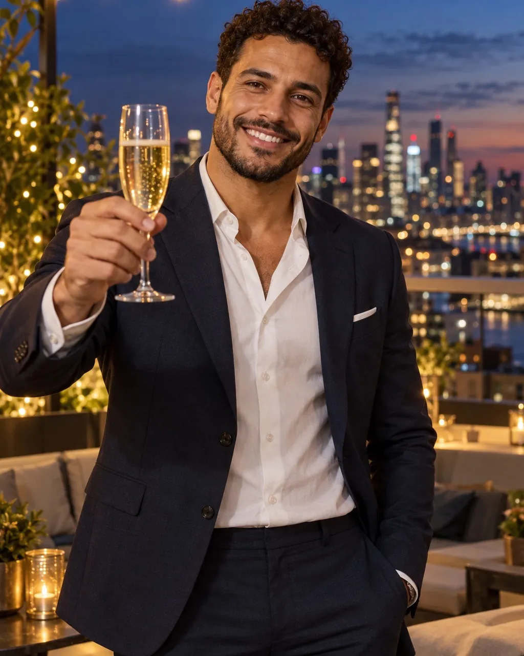 Birthday photoshoot sample: Rooftop toast