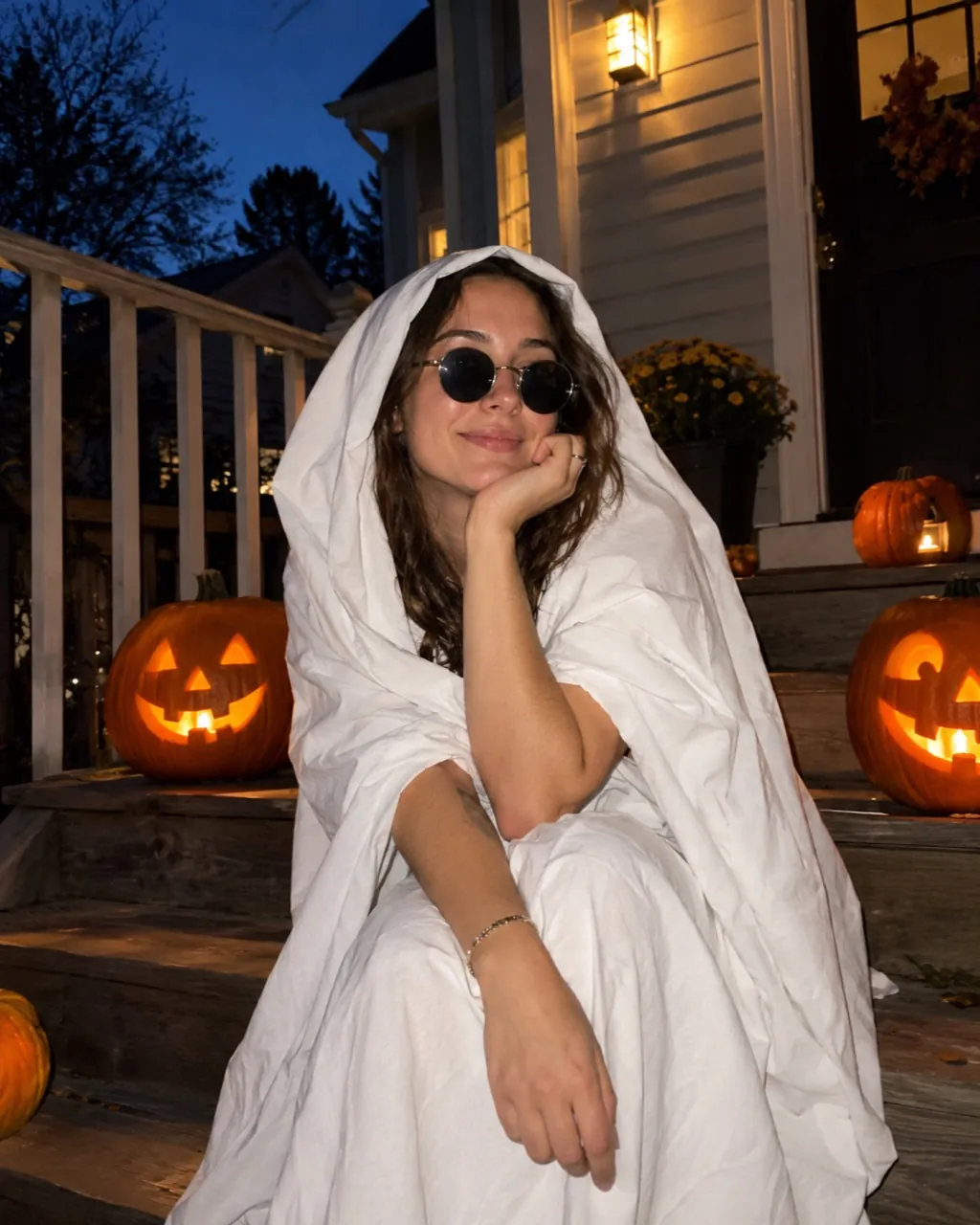Ghost photoshoot sample: Porch at dusk