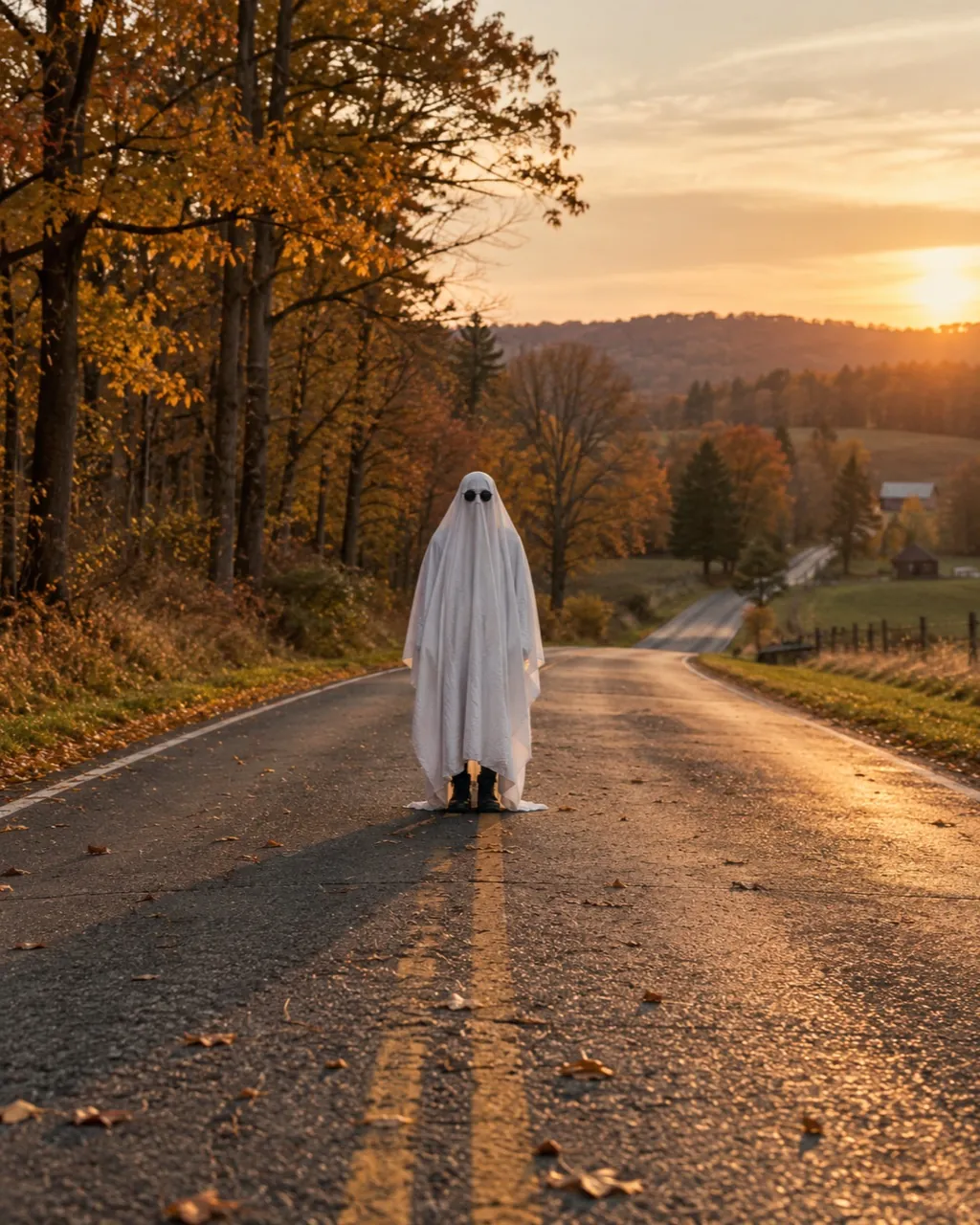 Ghost photoshoot idea: ghost on an empty road