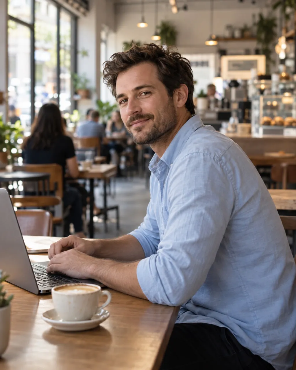 Professional photoshoot idea: laptop at a coffee shop